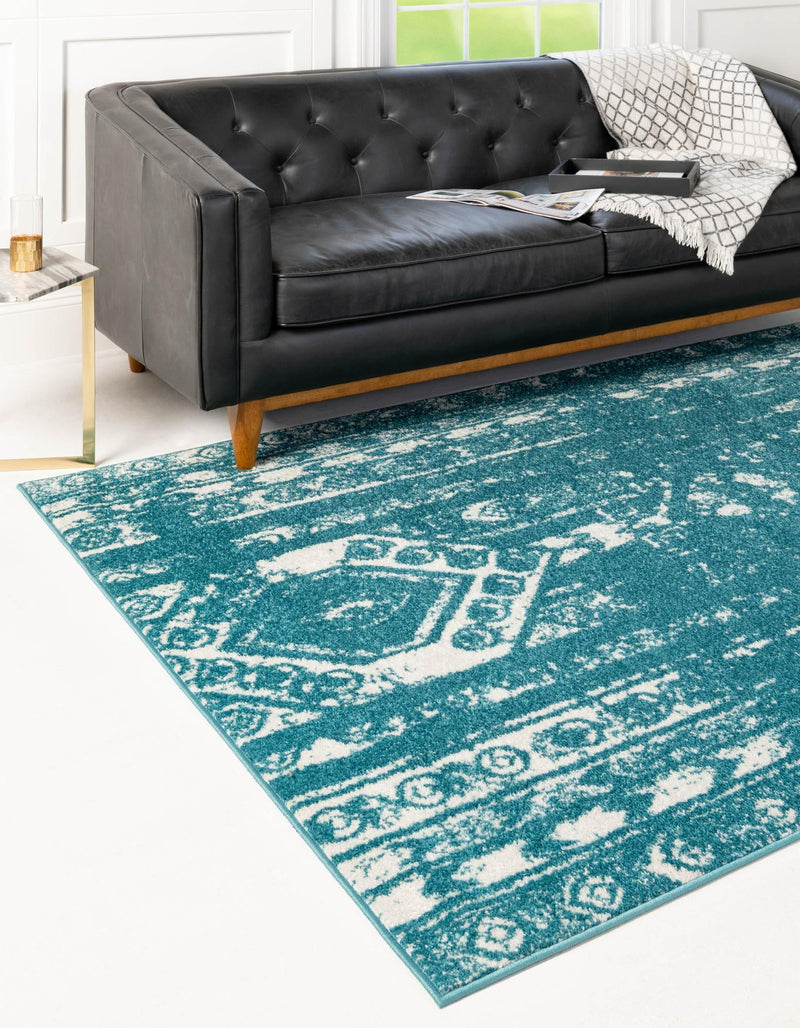 Brighton Stripes Collection Area Rug - Sussex (Turquoise) Rectangle Turquoise  lifestyle 2