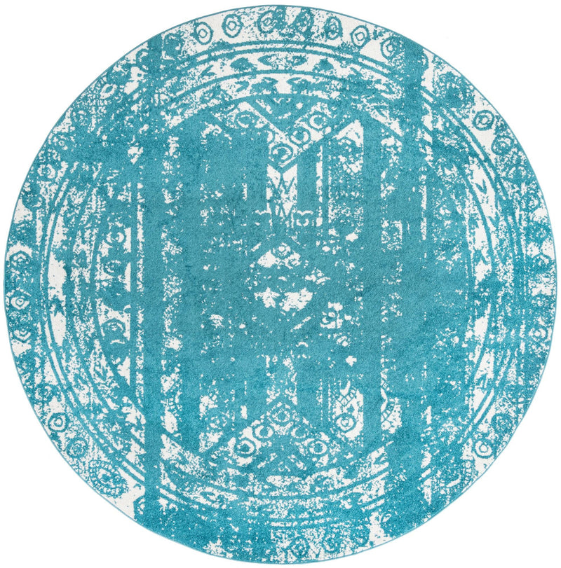 Brighton Stripes Collection Area Rug - Sussex (Turquoise) Round Turquoise Main