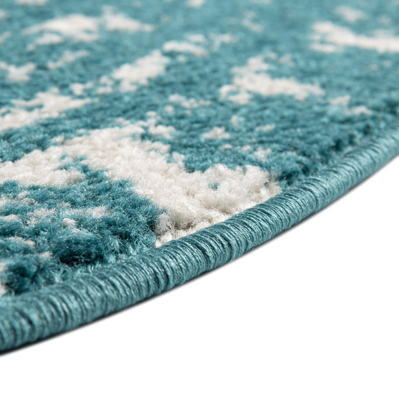 Brighton Stripes Collection Area Rug - Sussex (Turquoise) Round Turquoise  lifestyle 5