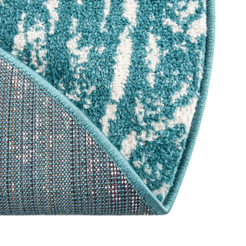 Brighton Stripes Collection Area Rug - Sussex (Turquoise) Round Turquoise  lifestyle 7