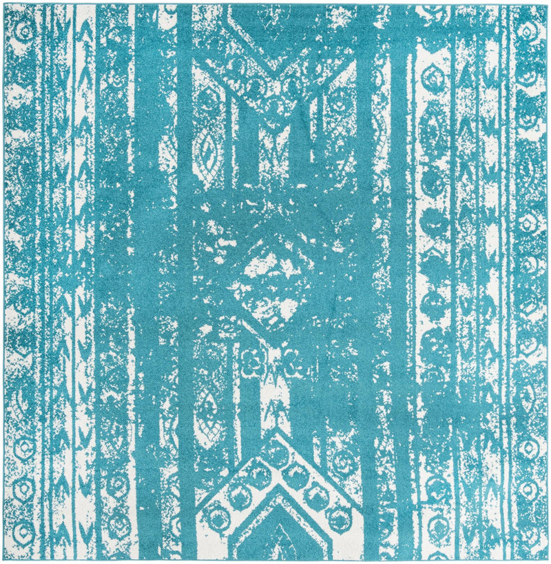 Brighton Stripes Collection Area Rug - Sussex (Turquoise) Square Turquoise Main