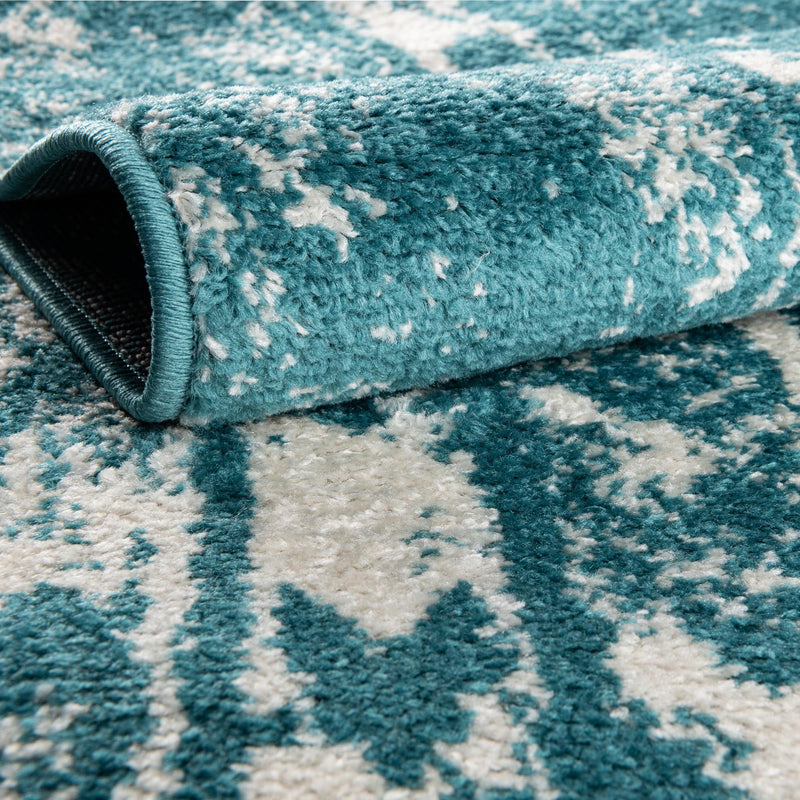 Brighton Stripes Collection Area Rug - Sussex (Turquoise) Square Turquoise  lifestyle 4