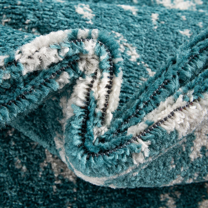 Brighton Stripes Collection Area Rug - Sussex (Turquoise) Square Turquoise  lifestyle 6