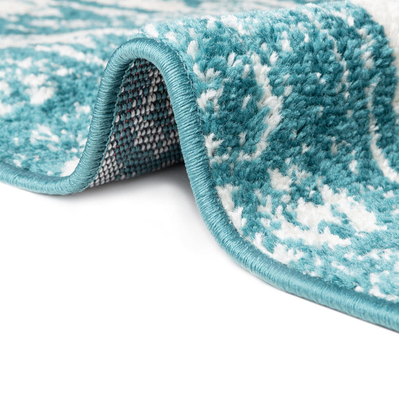 Brighton Stripes Collection Area Rug - Sussex (Turquoise) Square Turquoise  lifestyle 8