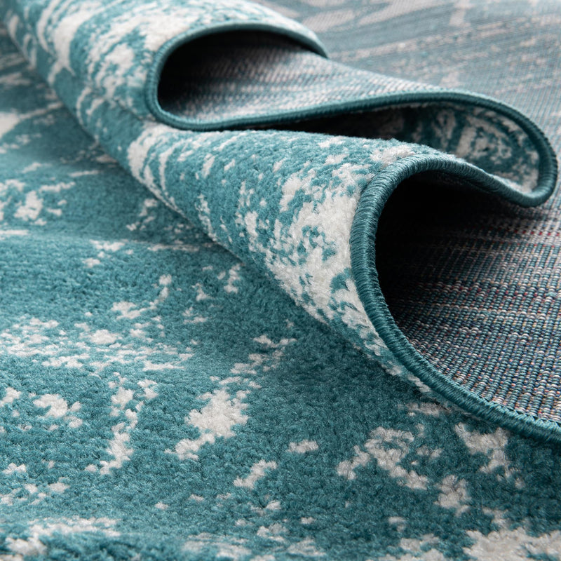Brighton Stripes Collection Area Rug - Sussex (Turquoise) Square Turquoise  lifestyle 11