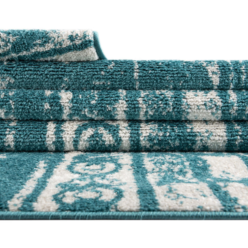 Brighton Stripes Collection Area Rug - Sussex (Turquoise) Square Turquoise  lifestyle 12