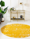 Brighton Stripes Collection Area Rug - Sussex (Yellow) Round Yellow  lifestyle 0
