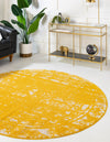 Brighton Stripes Collection Area Rug - Sussex (Yellow) Round Yellow  lifestyle 2