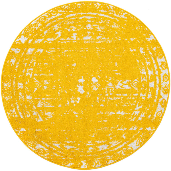 Brighton Stripes Collection Area Rug - Sussex (Yellow) Round Yellow Main