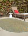 Urban Oasis Rugs Collection Area Rug -  Terrace (Yellow and Aqua) Oval Yellow and Aqua  lifestyle 2