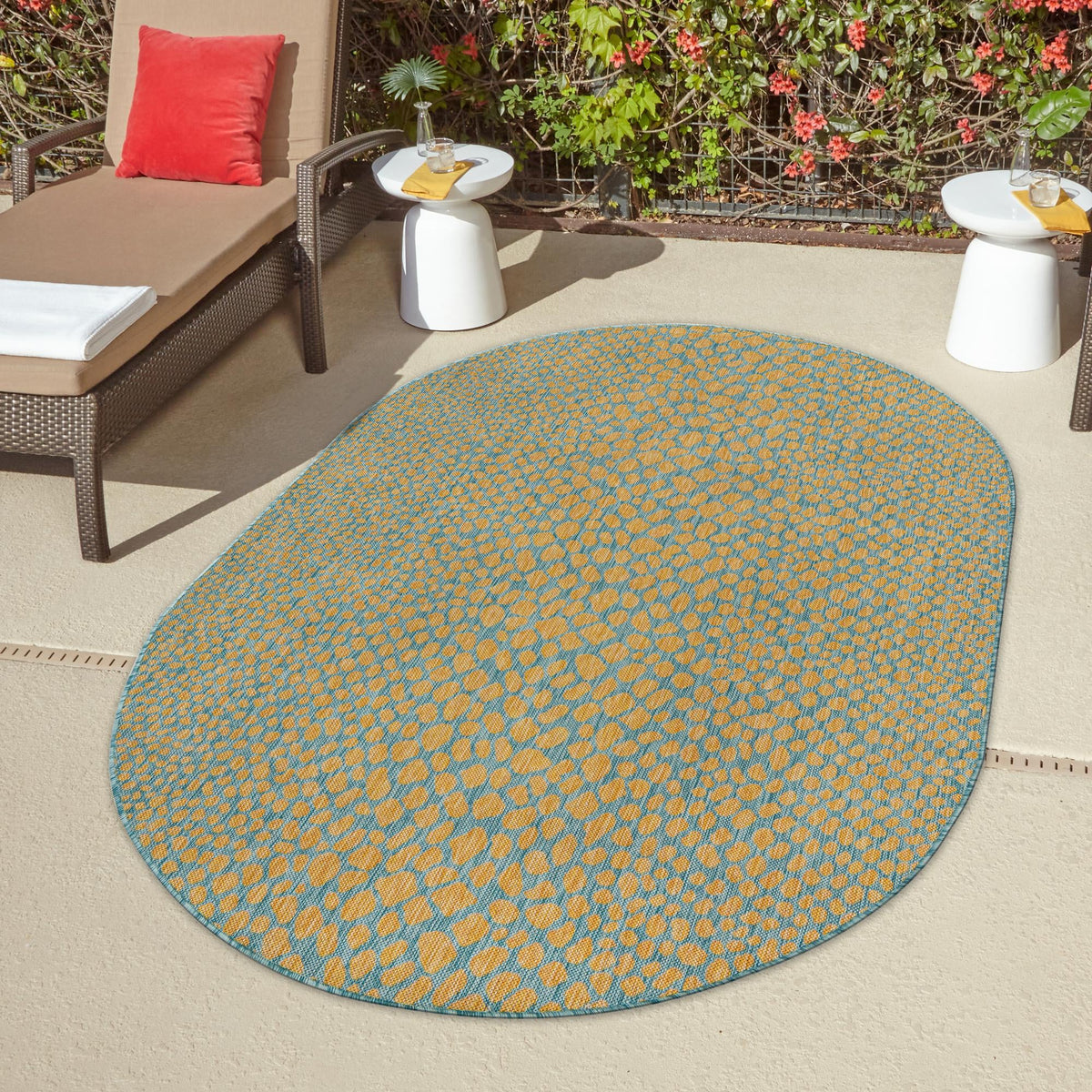 Urban Oasis Rugs Collection Area Rug -  Terrace (Yellow and Aqua) Oval Yellow and Aqua  lifestyle 21