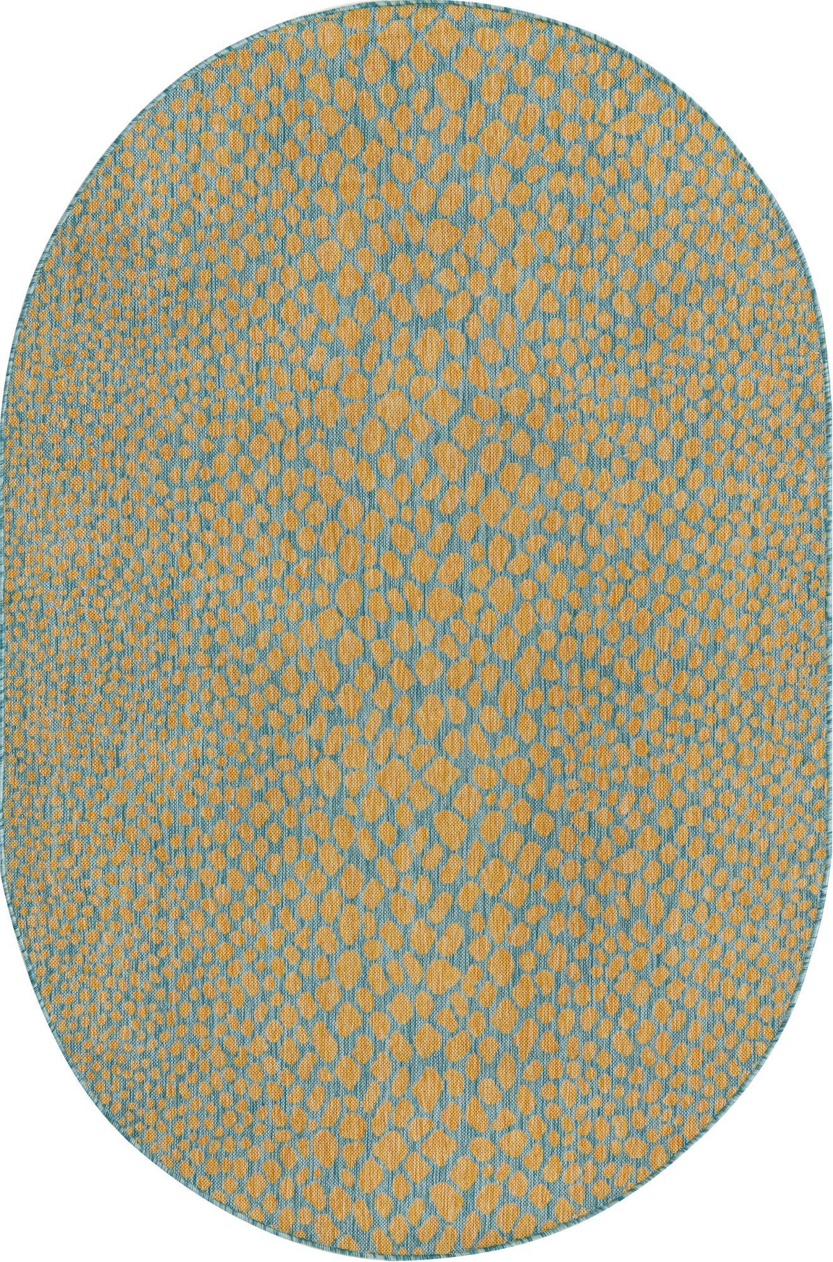 Urban Oasis Rugs Collection Area Rug -  Terrace (Yellow and Aqua) Oval Yellow and Aqua Main