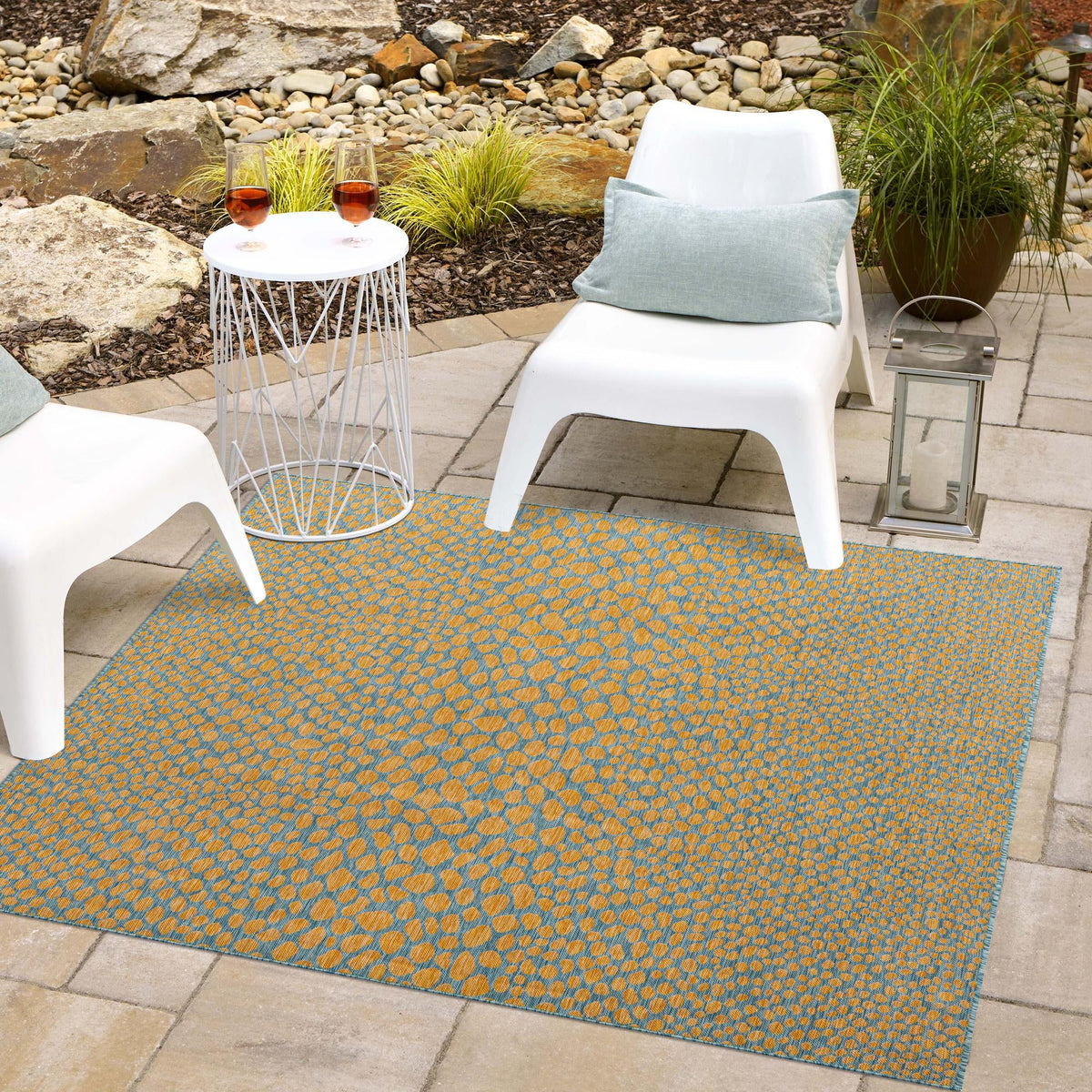 Urban Oasis Rugs Collection Area Rug -  Terrace (Yellow and Aqua) Square Yellow and Aqua  lifestyle 13