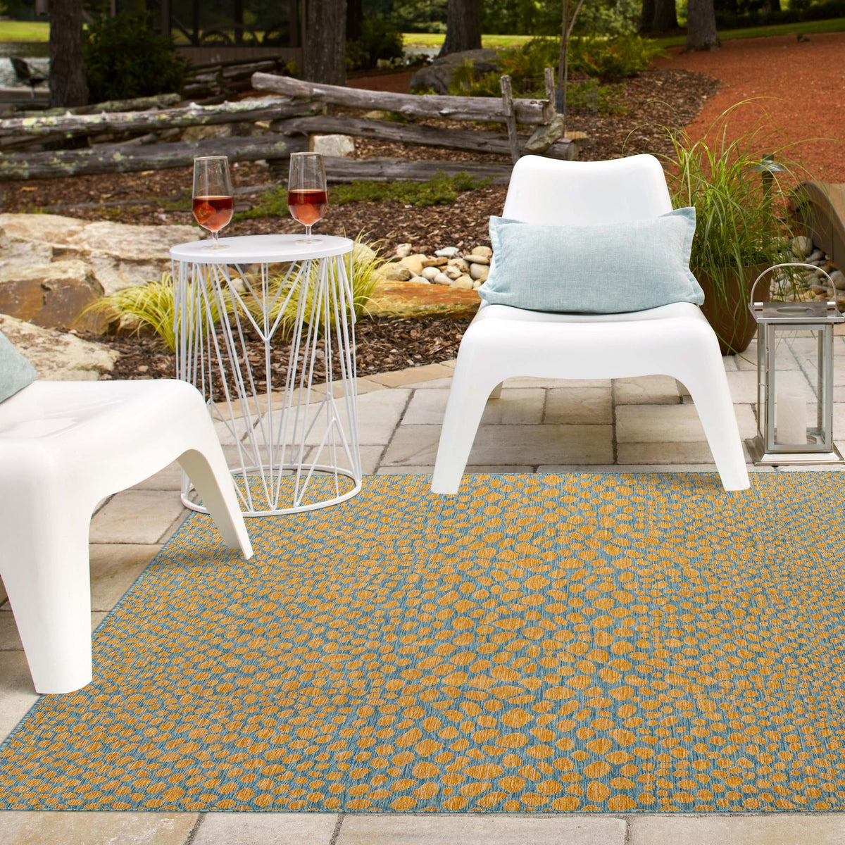 Urban Oasis Rugs Collection Area Rug -  Terrace (Yellow and Aqua) Square Yellow and Aqua  lifestyle 14