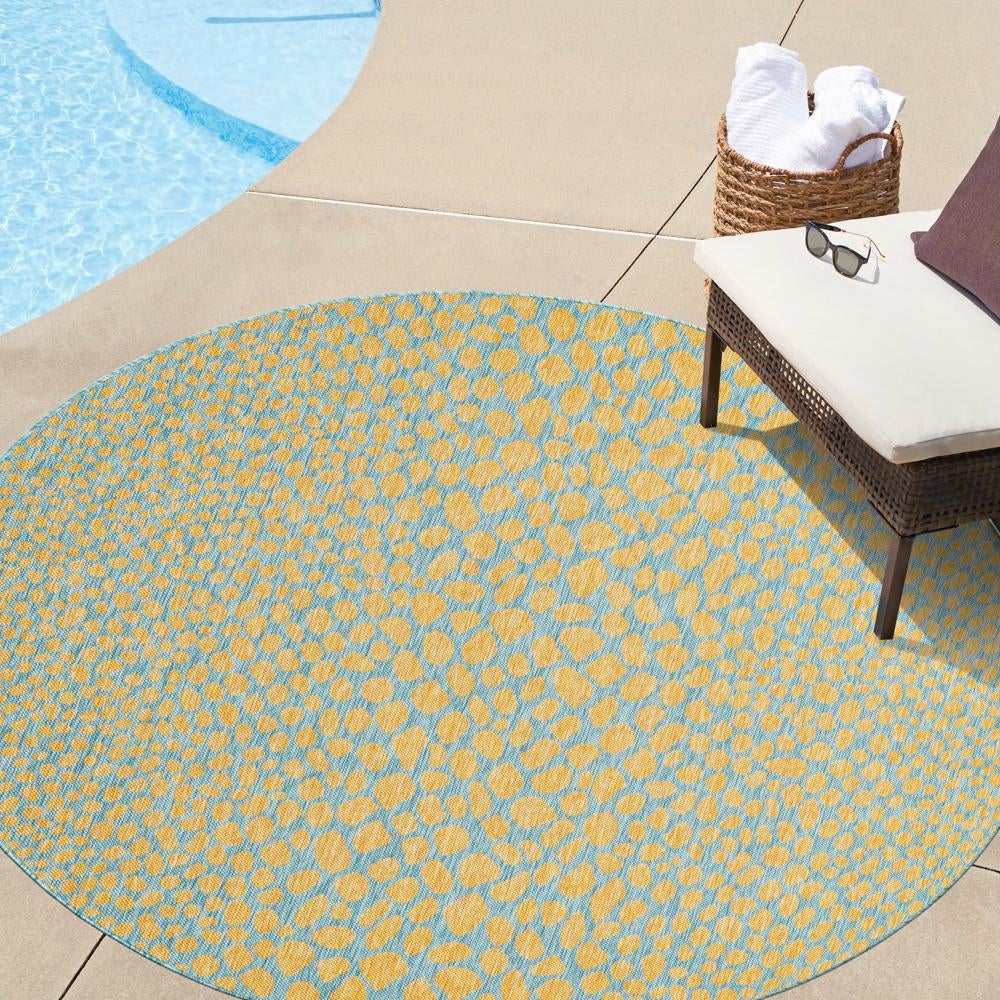 Urban Oasis Rugs Collection Area Rug -  Terrace (Yellow and Aqua) Round Yellow and Aqua  lifestyle 21