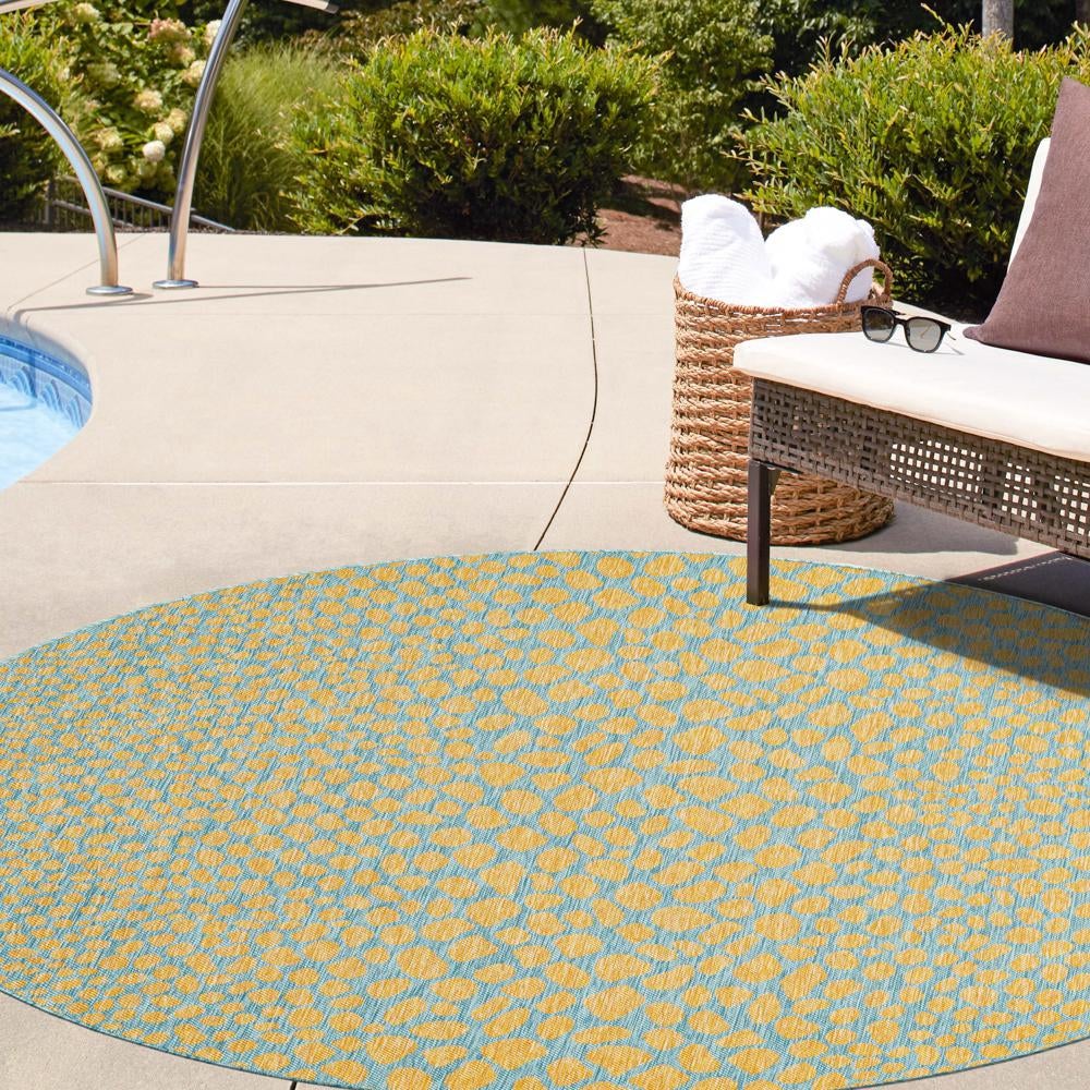 Urban Oasis Rugs Collection Area Rug -  Terrace (Yellow and Aqua) Round Yellow and Aqua  lifestyle 22
