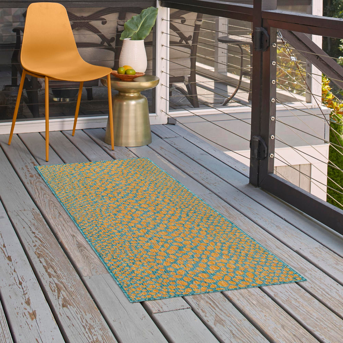 Urban Oasis Rugs Collection Area Rug -  Terrace (Yellow and Aqua) Runner Yellow and Aqua  lifestyle 14