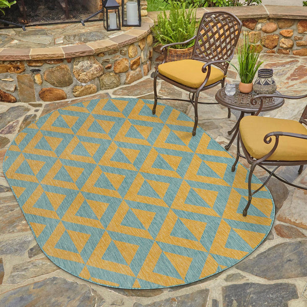 Urban Oasis Rugs Collection Area Rug -  Highrise (Yellow and Aqua) Oval Yellow and Aqua  lifestyle 21