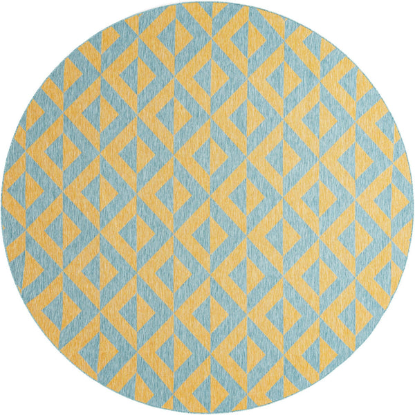 Urban Oasis Rugs Collection Area Rug -  Highrise (Yellow and Aqua) Round Yellow and Aqua Main