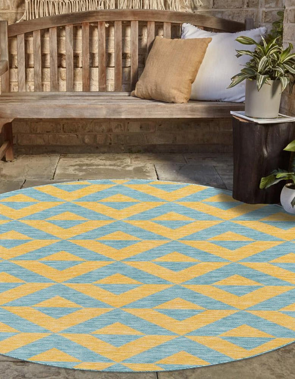 Urban Oasis Rugs Collection Area Rug -  Highrise (Yellow and Aqua) Round Yellow and Aqua  lifestyle 2