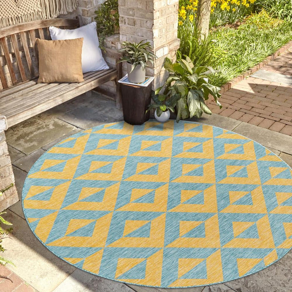 Urban Oasis Rugs Collection Area Rug -  Highrise (Yellow and Aqua) Round Yellow and Aqua  lifestyle 21