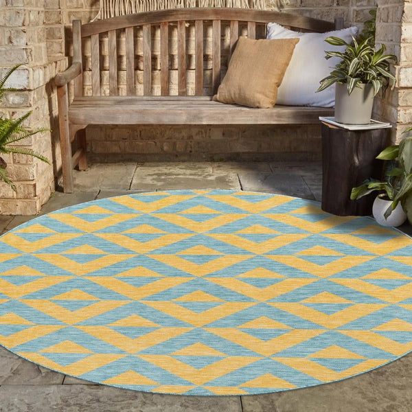 Urban Oasis Rugs Collection Area Rug -  Highrise (Yellow and Aqua) Round Yellow and Aqua  lifestyle 22