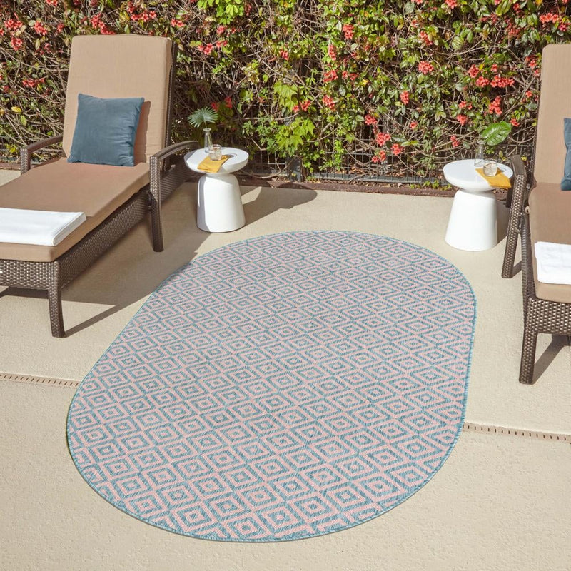 Urban Oasis Rugs Collection Area Rug -  Rooftop (Pink and Aqua) Oval Pink and Aqua  lifestyle 21