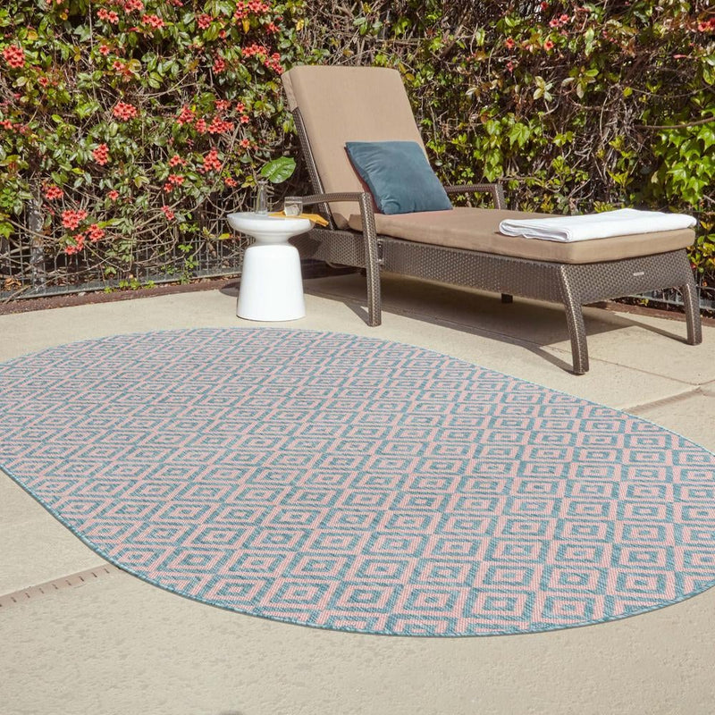 Urban Oasis Rugs Collection Area Rug -  Rooftop (Pink and Aqua) Oval Pink and Aqua  lifestyle 22