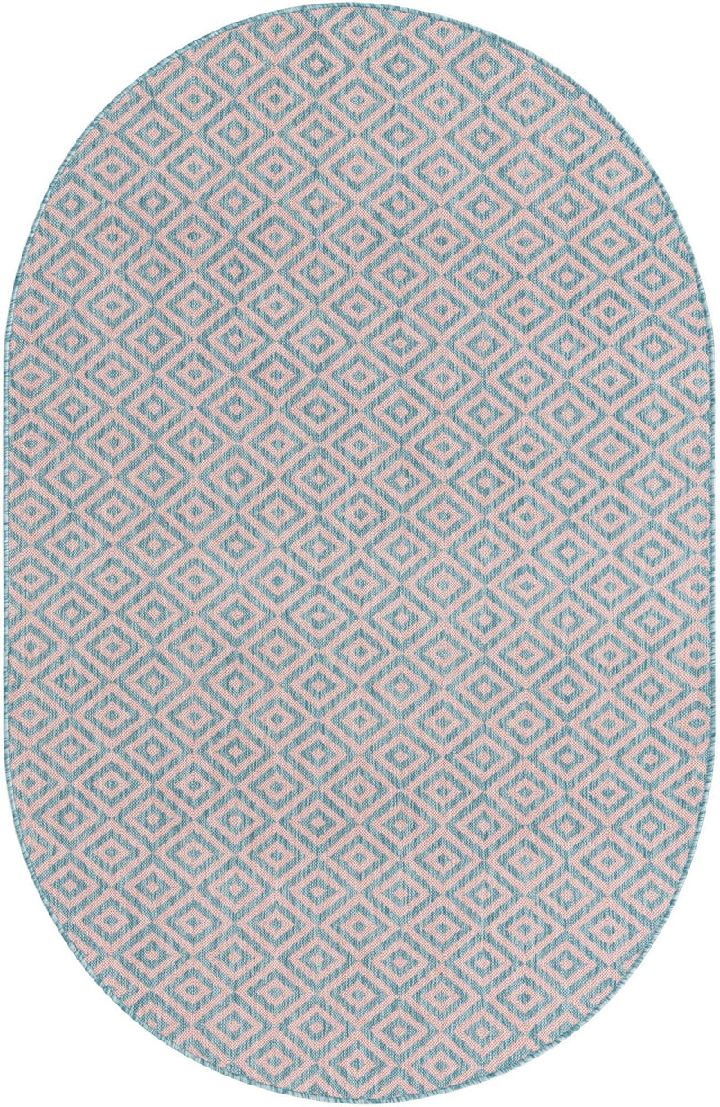 Urban Oasis Rugs Collection Area Rug -  Rooftop (Pink and Aqua) Oval Pink and Aqua Main