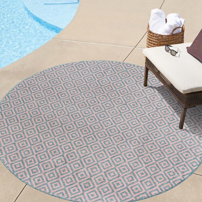 Urban Oasis Rugs Collection Area Rug -  Rooftop (Pink and Aqua) Round Pink and Aqua  lifestyle 21