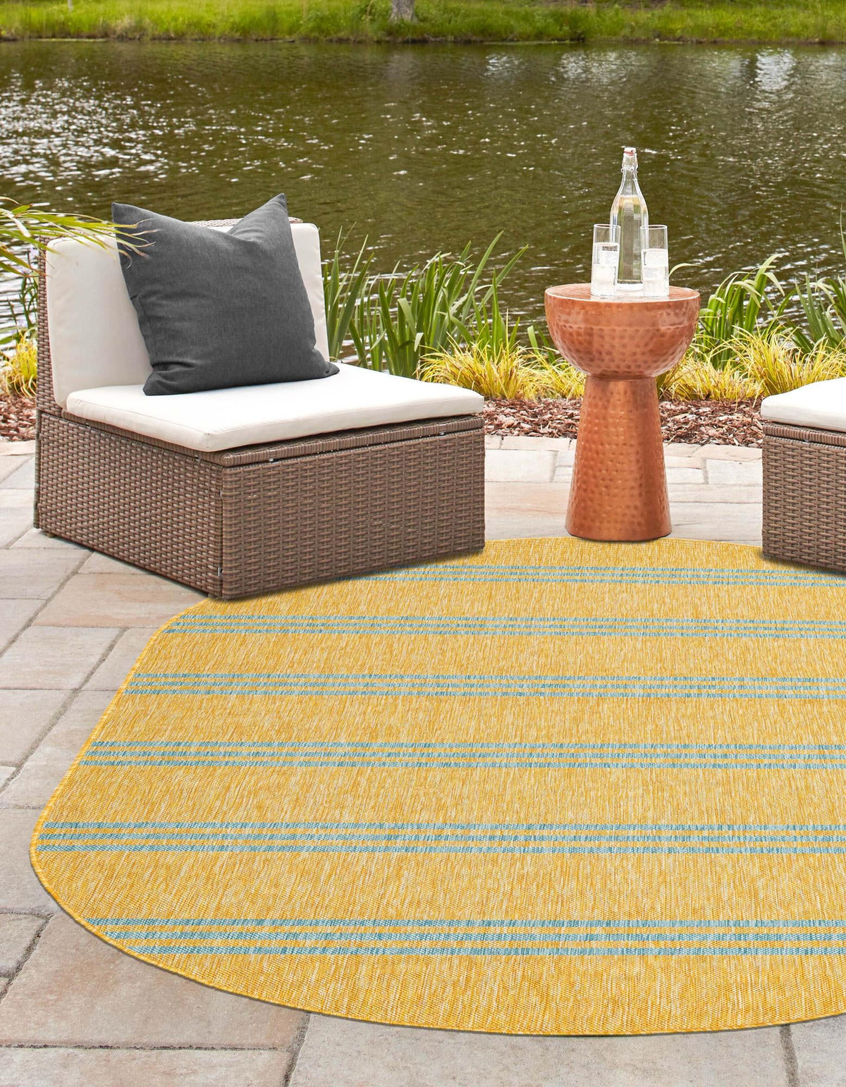 Urban Oasis Rugs Collection Area Rug -  District (Yellow and Aqua) Oval Yellow and Aqua  lifestyle 2