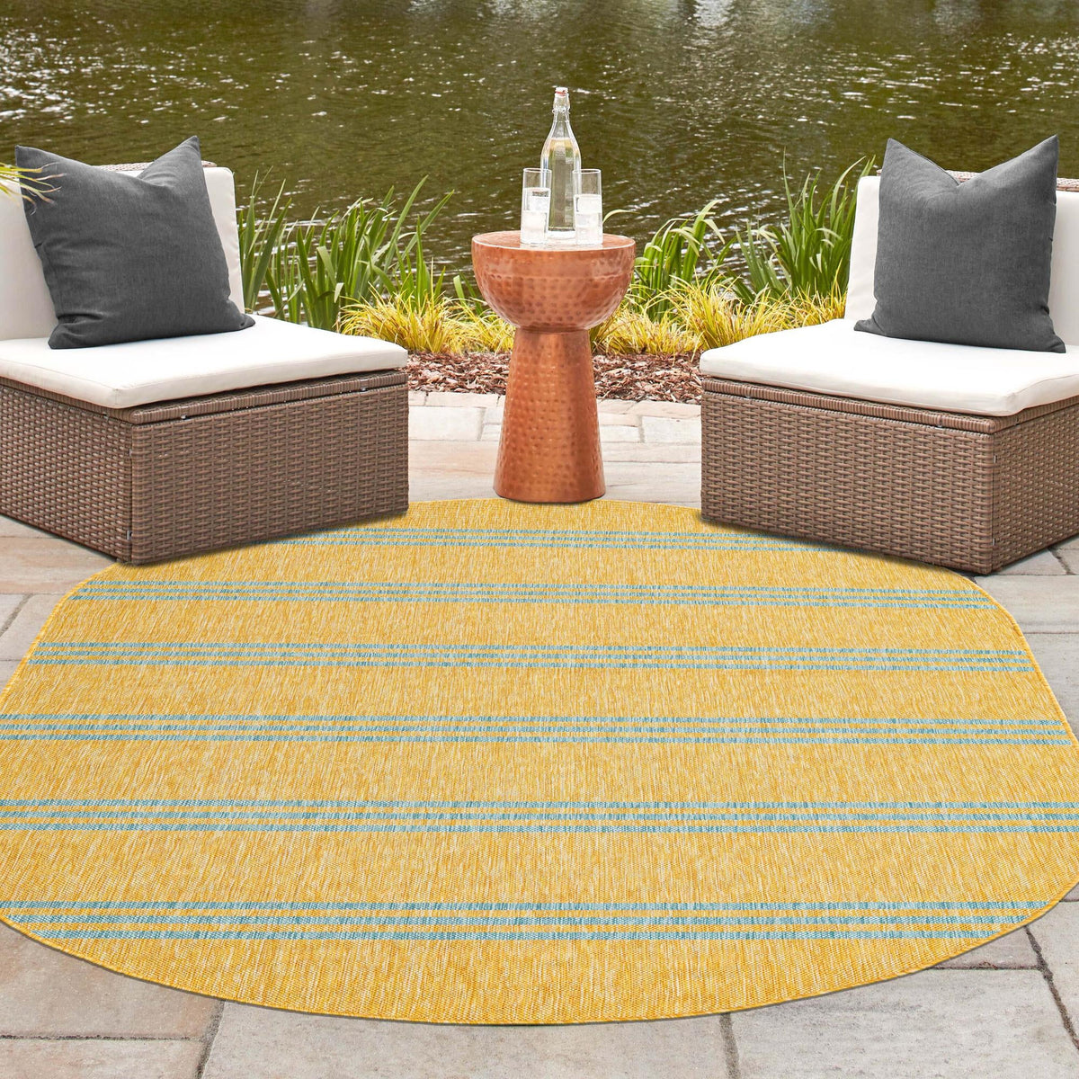 Urban Oasis Rugs Collection Area Rug -  District (Yellow and Aqua) Oval Yellow and Aqua  lifestyle 22