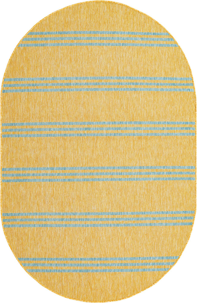 Urban Oasis Rugs Collection Area Rug -  District (Yellow and Aqua) Oval Yellow and Aqua Main
