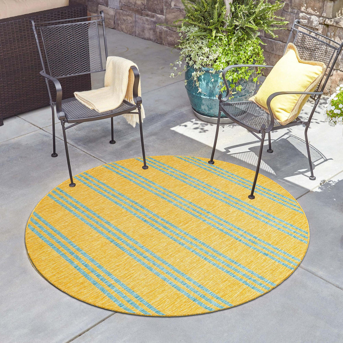 Urban Oasis Rugs Collection Area Rug -  District (Yellow and Aqua) Round Yellow and Aqua  lifestyle 21