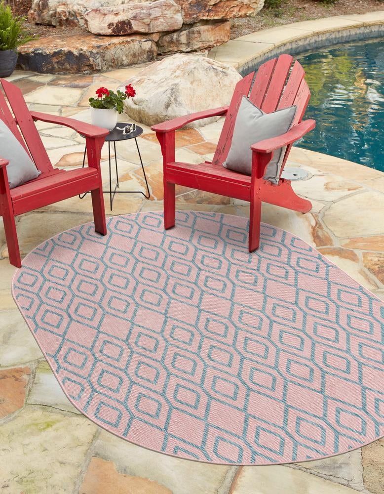 Urban Oasis Rugs Collection Area Rug -  Boulevard (Pink and Aqua) Oval Pink and Aqua  lifestyle 0