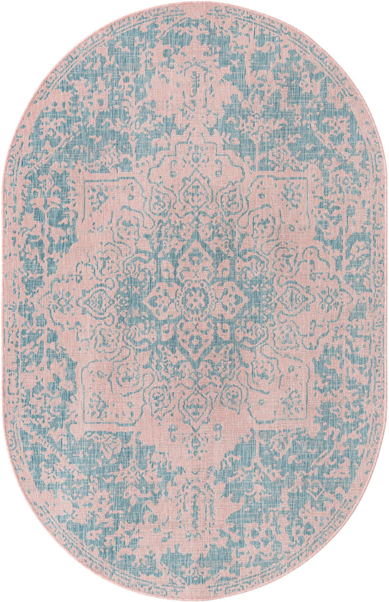 Urban Oasis Rugs Collection Area Rug -  Penthouse (Pink and Aqua) Oval Pink and Aqua Main