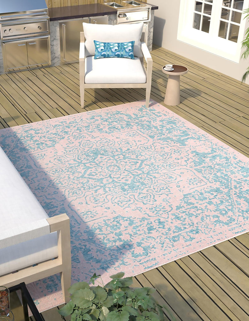 Urban Oasis Rugs Collection Area Rug -  Penthouse (Pink and Aqua) Square Pink and Aqua  lifestyle 2