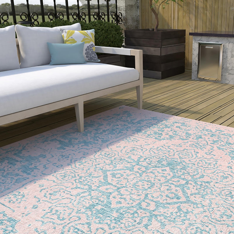 Urban Oasis Rugs Collection Area Rug -  Penthouse (Pink and Aqua) Square Pink and Aqua  lifestyle 16