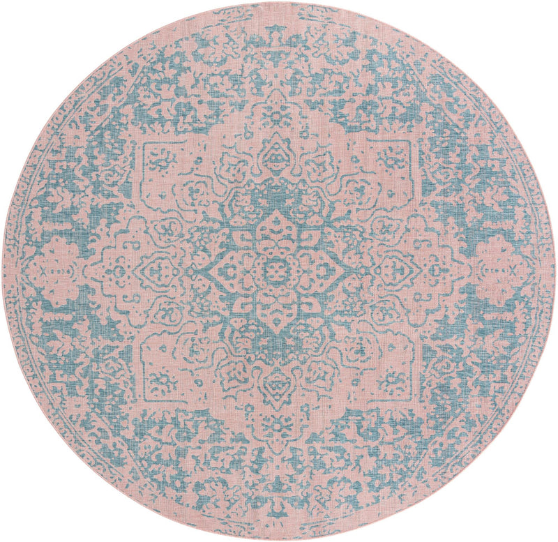 Urban Oasis Rugs Collection Area Rug -  Penthouse (Pink and Aqua) Round Pink and Aqua Main
