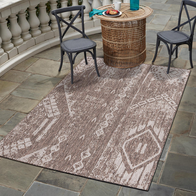 Desert Nomad Terrace Collection Area Rug - Sahara (Brown) Rectangle Brown  lifestyle 13