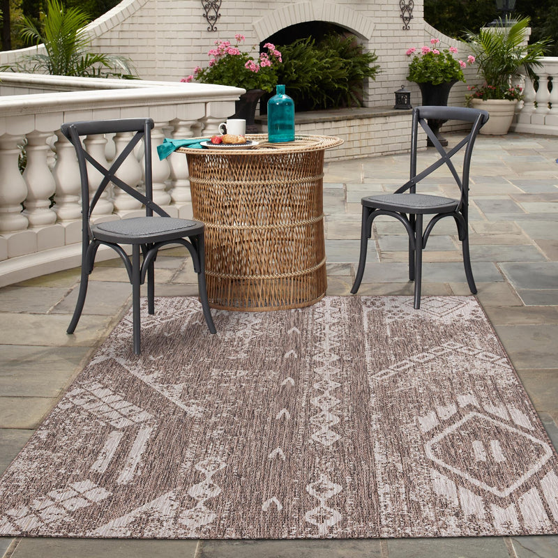Desert Nomad Terrace Collection Area Rug - Sahara (Brown) Rectangle Brown  lifestyle 14