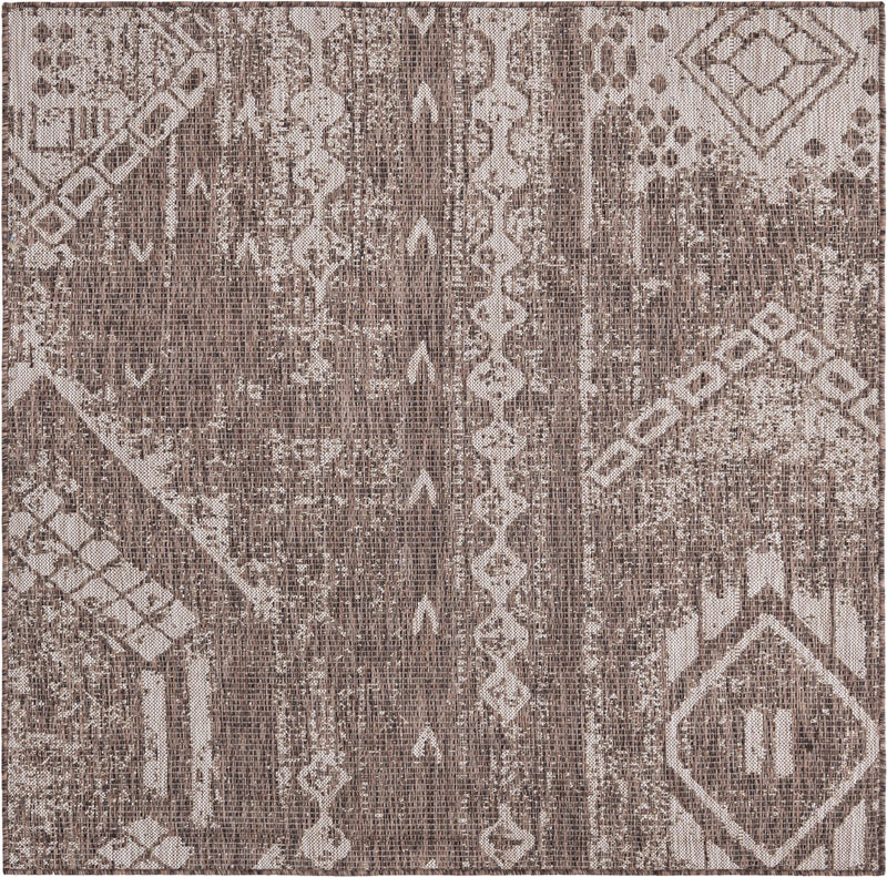 Desert Nomad Terrace Collection Area Rug - Sahara (Brown) Square Brown Main