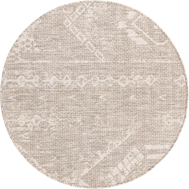 Desert Nomad Terrace Collection Area Rug - Sahara (Gray) Round Gray Main