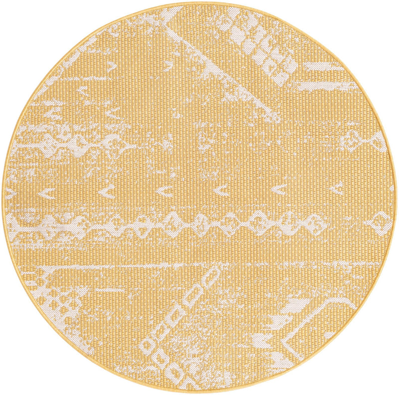 Desert Nomad Terrace Collection Area Rug - Sahara (Yellow) Round Yellow Main