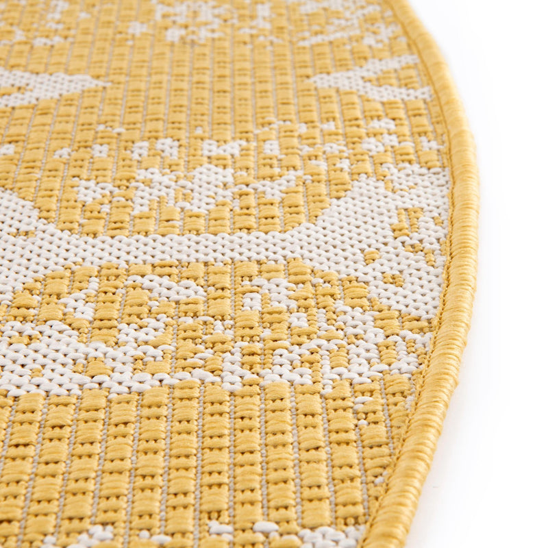 Desert Nomad Terrace Collection Area Rug - Sahara (Yellow) Round Yellow  lifestyle 7