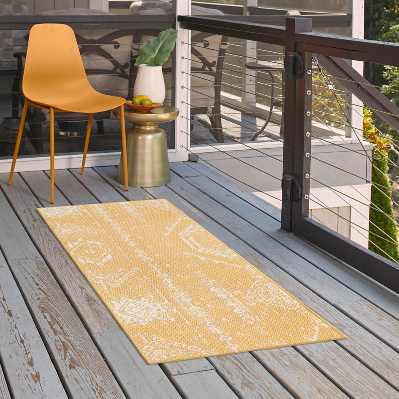 Desert Nomad Terrace Collection Area Rug - Sahara (Yellow) Runner Yellow  lifestyle 14
