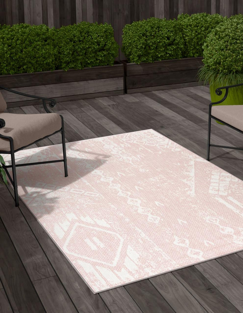 Desert Nomad Terrace Collection Area Rug - Sahara (Pink) Rectangle Pink  lifestyle 0