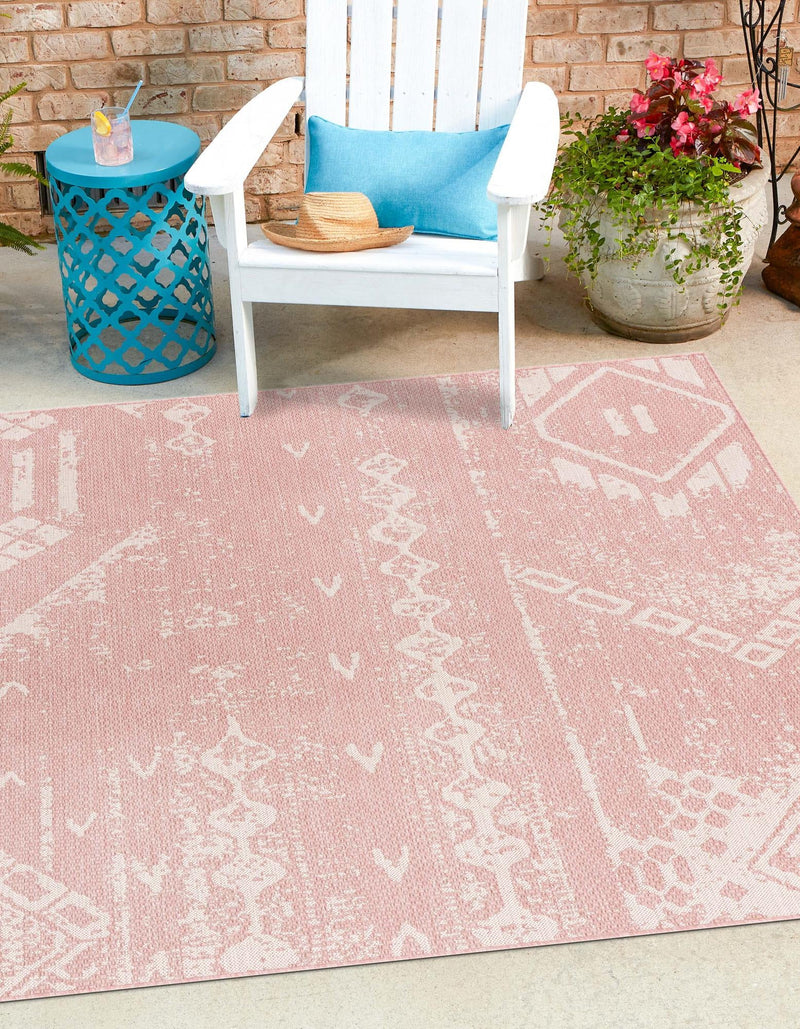 Desert Nomad Terrace Collection Area Rug - Sahara (Pink) Square Pink  lifestyle 0