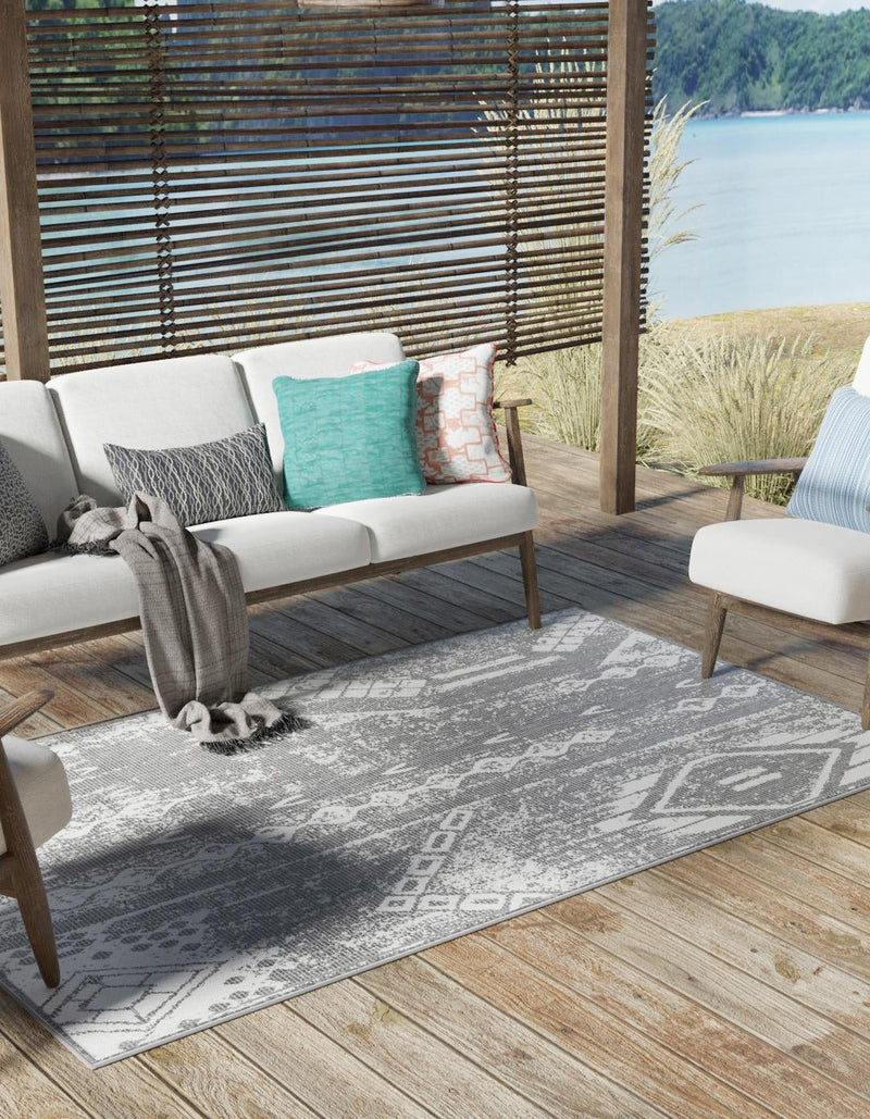 Desert Nomad Terrace Collection Area Rug - Sahara (Charcoal Gray) Rectangle Charcoal Gray  lifestyle 0