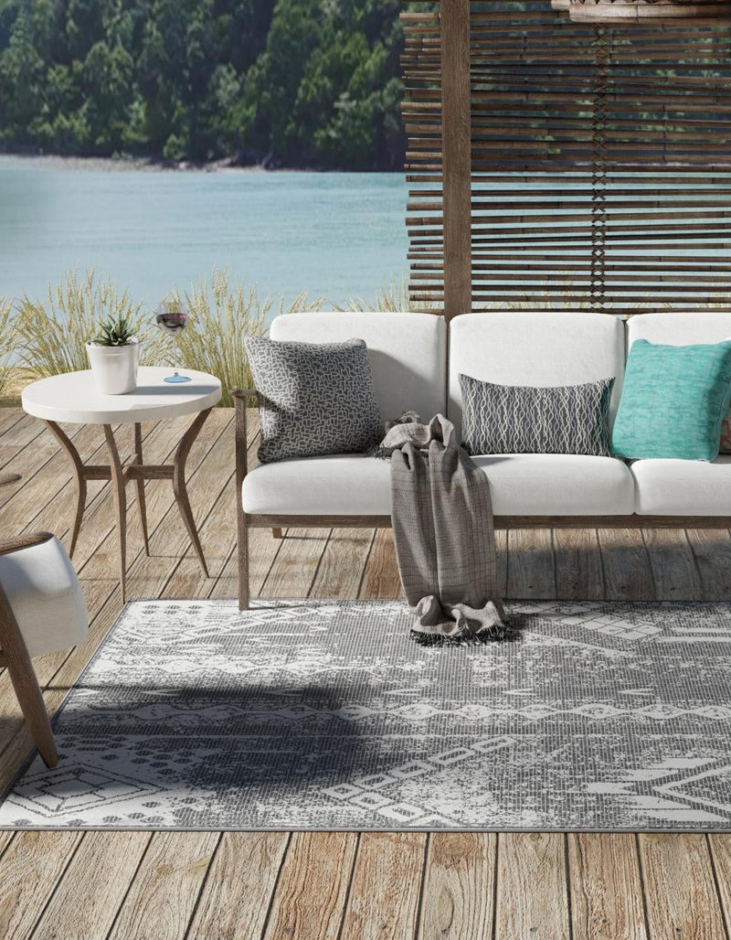 Desert Nomad Terrace Collection Area Rug - Sahara (Charcoal Gray) Rectangle Charcoal Gray  lifestyle 2